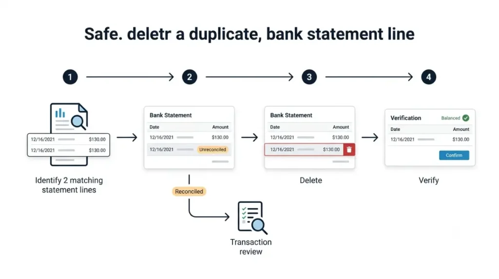 How to delete a duplicate transaction from Xero when the statement line is unreconciled
