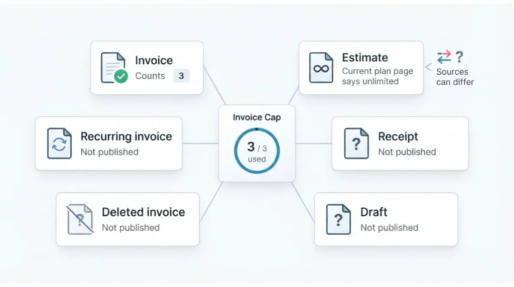 Invoice Simple document counting showing invoices, estimates, receipts, drafts, and other document types