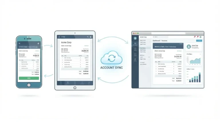 Invoice Simple mobile and web app syncing one account across devices