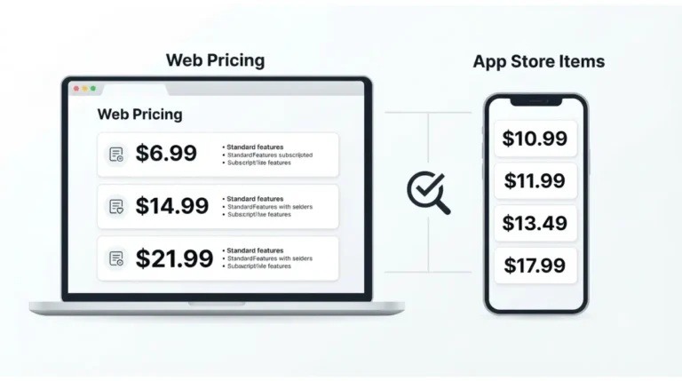 Invoice Simple current web prices compared with App Store subscription charges