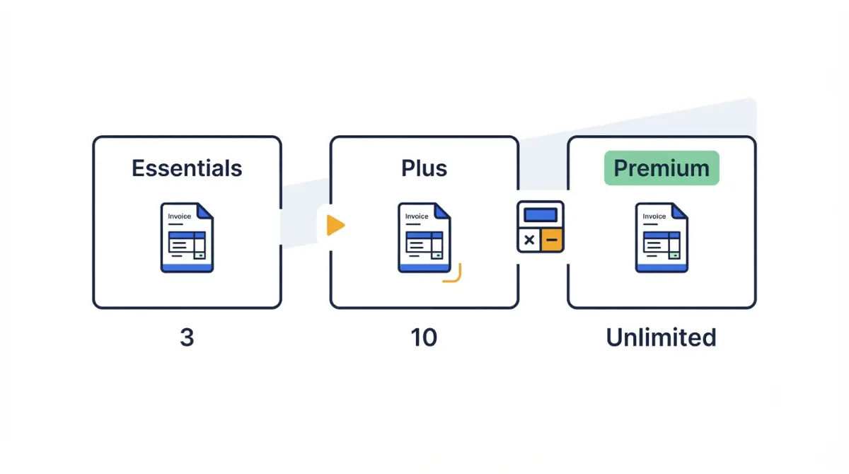 Invoice Simple pricing plans compared by monthly invoice volume