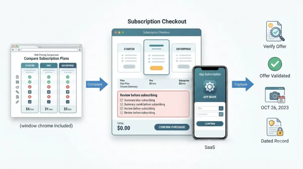 Invoice Simple subscription screen verification before choosing a plan
