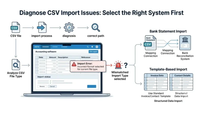 Xero import troubleshooting workflow for identifying CSV import problems