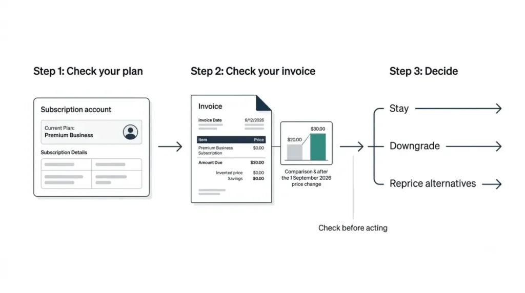 Xero price increase decision guide showing how to check your plan invoice and options