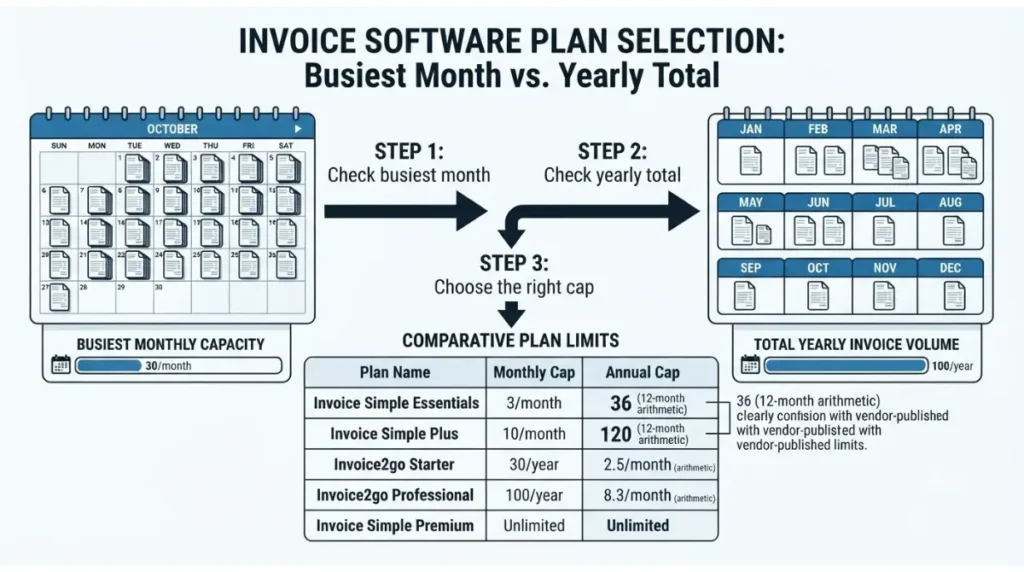 Invoice Simple invoice cap comparison using busiest month and yearly invoice total