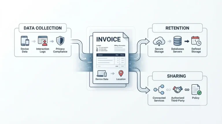 Invoice Simple privacy review showing data collection, retention, and sharing concepts