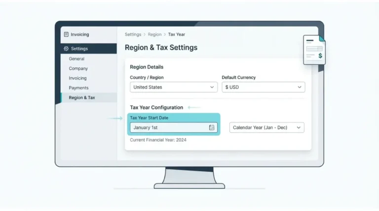 Invoice Simple tax year settings and Region options