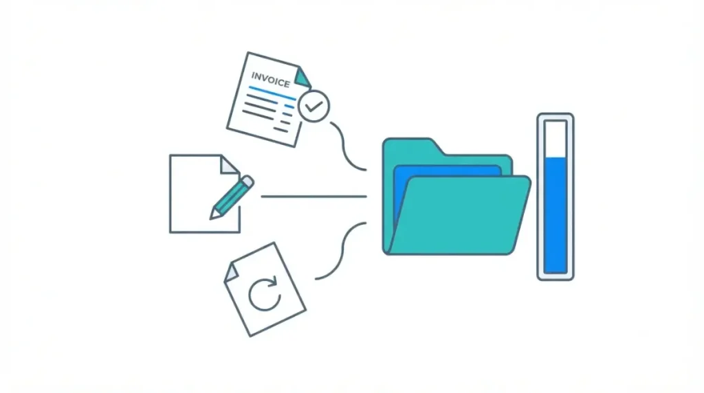 Zoho Books Free invoice limit vector illustration showing drafts and recurring invoices counting toward the annual allowance