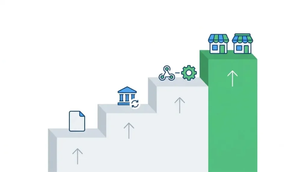 Zoho Books integration features by plan vector illustration showing bank feeds, apps, webhooks, and marketplace connections from Free to Elite